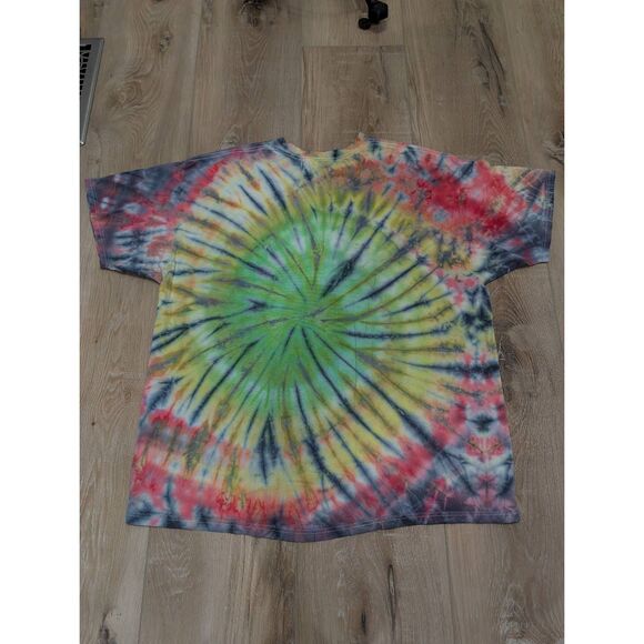 Vintage Hanes Heavyweight Tie Dye Weed Slang T-Shirt XL Rasta Spiral Cannabis - Picture 2 of 13